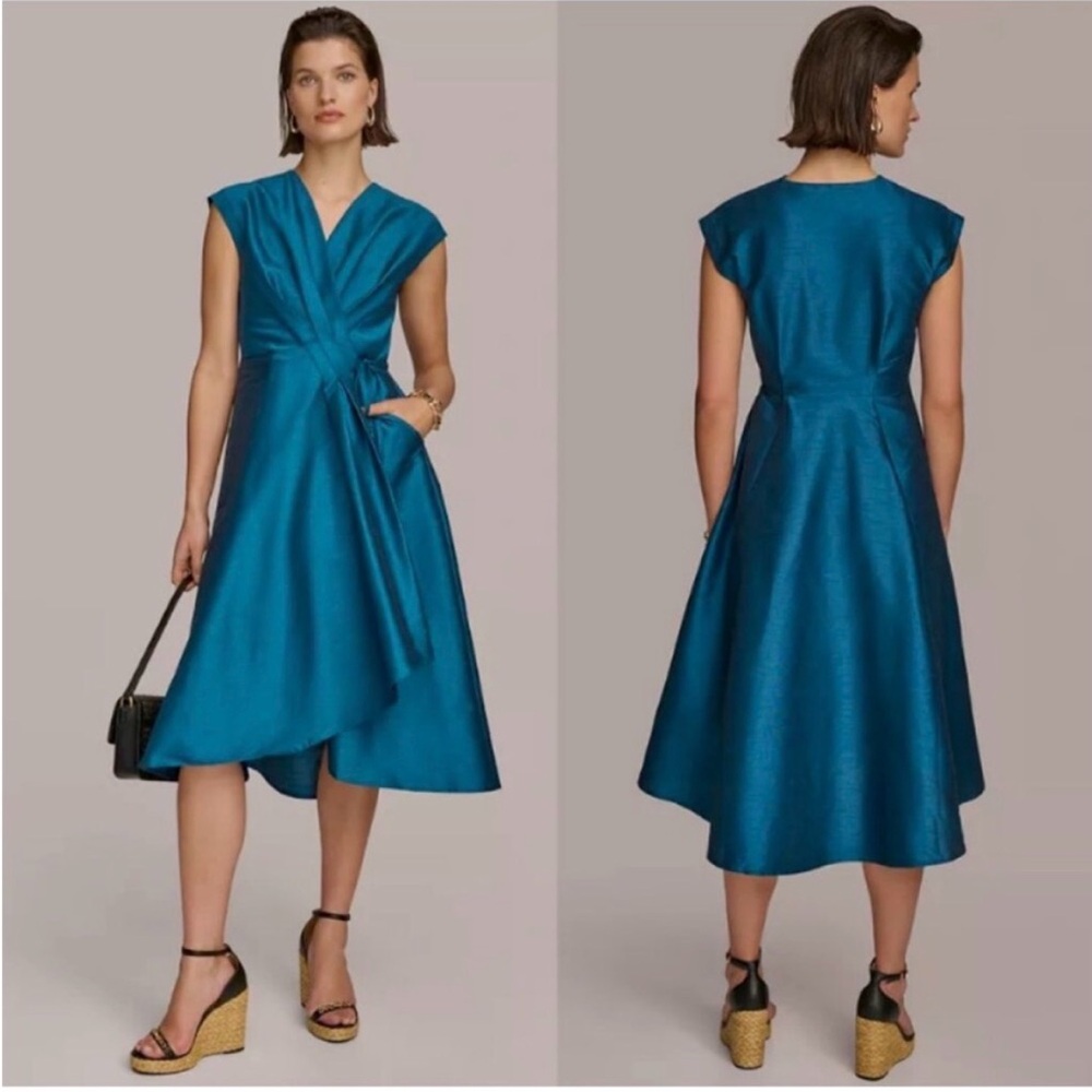 Donna Karan Black Label teal midi dress